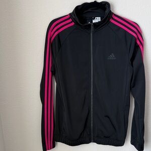 Adidas Black Track Jacket with Bold Pink Accents
Worn once